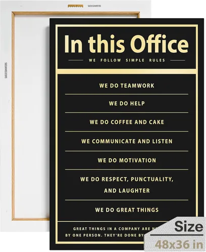 Miniatura 100 de Decoración de pared motivacional – Arte para colgar en la oficina, lienzo de reglas de trabajo, decoración de pared inspiradora, obra de arte En