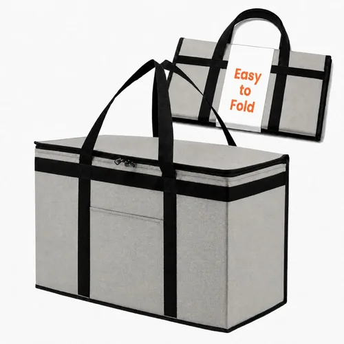 Miniatura 14 de NZ home Durable 3XL PRO Bolsa Térmica Aislada y Calentador de Alimentos para Entrega y Compras de Comestibles con Cremallera Superior, Azul Grado