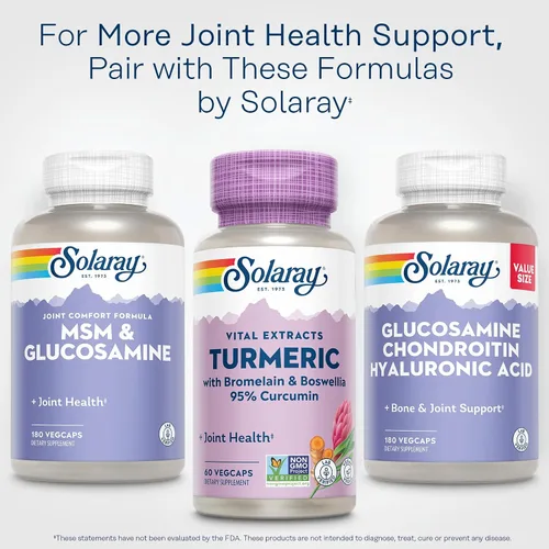 Miniatura 7 de SOLARAY Suplemento de cúrcuma con bromelina y boswellia, 95% de curcumina, suplemento de curcumina de cúrcuma para apoyo articular, vesícula biliar