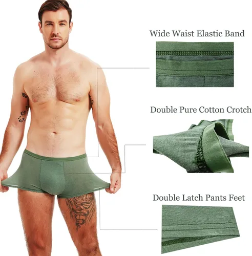 Miniatura 8 de STARLY 5pcs Mens Desechable Algodón Ropa Interior Viaje Boxers Escritos Portátil Pantalones Cortos Blanco/Gris/Verde Oliva