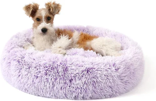 Miniatura 48 de NOYAL Cama Calmante en Forma de Rosquilla para Perros Pequeños a Medianos y Gatos - Cama para Mascotas de Felpa de Piel Sintética Anti-Ansiedad