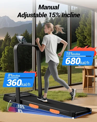 Miniatura 3 de CURSOR FITNESS Caminadora 3 en 1 con inclinación del 15%, 0.6-6.2MPH, plegable, silenciosa, para oficina en casa, 2.5 HP debajo del escritorio