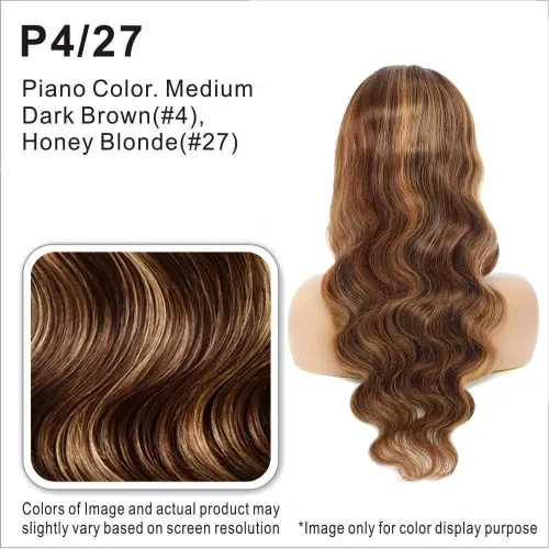 Miniatura 8 de ALHER Pelucas de cabello humano con encaje frontal de gorra pequeña #4/27 rubio miel con reflejos, pelucas de encaje frontal de 13 x 4 con cabello
