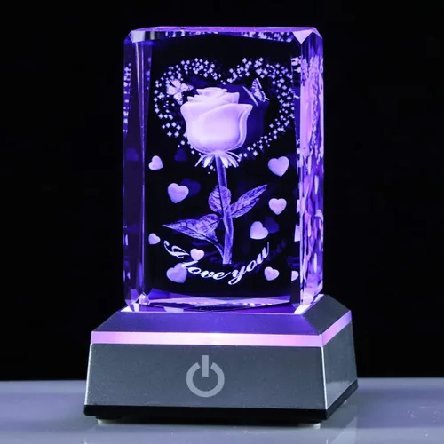 YWHL Cristal romántico grabado en 3D con texto en inglés "I Love You", regalos para su novia, esposa, en aniversario, día de la madre, regalos de