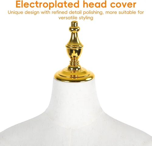 Miniatura 6 de Forma de vestido de torso de maniquí femenino con soporte de metal dorado, modelo de exhibición de ropa de altura ajustable de 47 a 75 pulgadas
