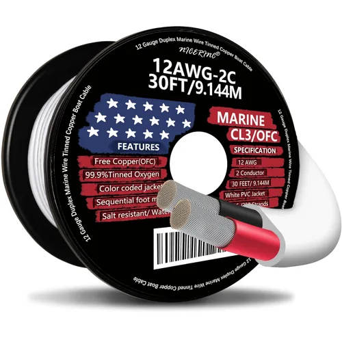 Miniatura 17 de Cable marino dúplex de calibre 12, cable de cobre estañado para barco, 20 pies, 12 AWG, estándar de EE. UU., OFC, alambre de cobre libre de oxígeno