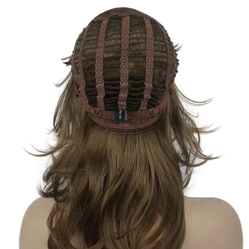 Miniatura 7 de Lydell Pelucas largas y suaves en capas, pelucas sintéticas clásicas de gorra completa (12 marrón dorado rojizo claro)