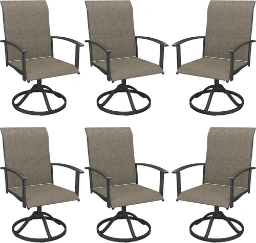 Miniatura 8 de VICLLAX Juego de 2 sillas de comedor giratorias para patio, sillas de exterior de tela de malla de textileno acolchada con reposabrazos para porche