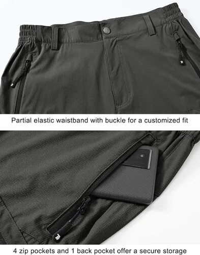 Miniatura 6 de TBMPOY Pantalones cortos de senderismo elásticos para hombre, con 6 bolsillos, de secado rápido, casuales, para trabajo, campamento, viajes