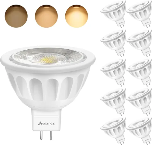 Miniatura 11 de Paquete de 10 bombillas LED MR16 regulables, 5 W, 5000 K, luz diurna 500 lm (equivalente a 50 W) AC/DC 12V GU5.3 base bi-pin ángulo de haz de 40°
