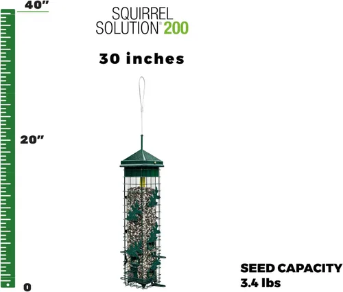 Miniatura 2 de Brome 2004 Squirrel Solution200 (5.5 x 5.5 x 30 pulgadas) Comedero para pájaros antiardillas con 6 puertos de alimentación, 2 qt/3.4 lb de capacidad