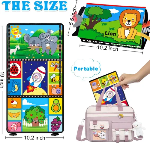 Miniatura 7 de Juguetes para bebés de 0 a 6 meses – Juguete para bebé con espejo de bebé con libro de tela, juguete de bebé de alto contraste en blanco y negro