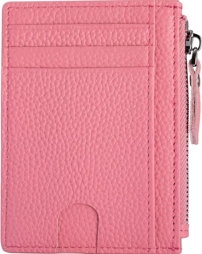 Miniatura 7 de Cartera delgada para mujeres de piel pequeña con bloqueo RFID, tarjetero minimalista con bolsas para monedas y fundas, Negro, Moderno