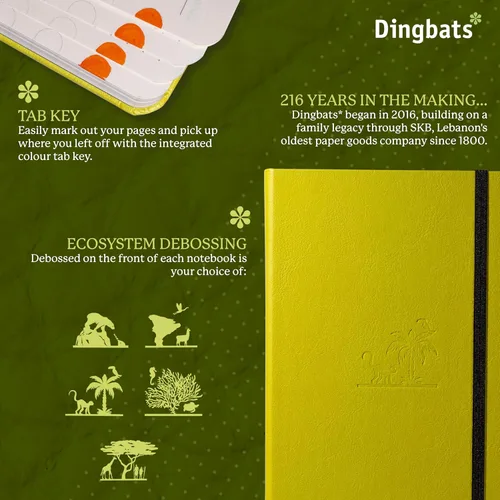 Miniatura 2 de Dingbats* Cuaderno de escritura con puntos de la Tierra A5 - Tapa dura de cuero vegano - Ideal para el trabajo, viajes - Incluye bolsillo, cierre