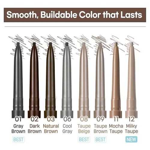 Miniatura 4 de PERIPERA Speedy Skinny Brow (09 Taupe Brown), lápiz de cejas preciso de 1.5mm, tonos de punta fina de doble cara, define y rellena maquillaje de 09