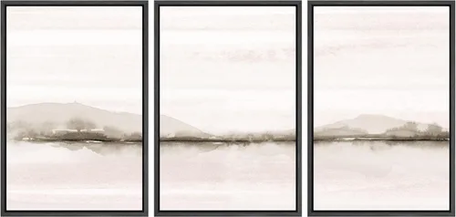 Miniatura 144 de SIGNWIN Lienzo enmarcado para pared, juego de arte tranquilo con reflejo de lago, acuarela, montaña y agua, ilustraciones modernas, arte abstracto