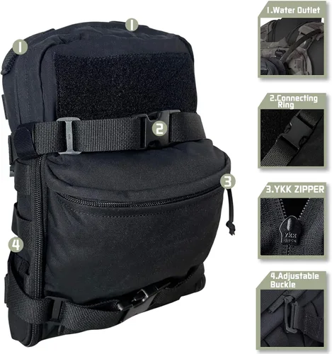 Miniatura 5 de Mochila táctica de hidratación para vejiga de hidratación de 2 litros, mochila de hidratación ligera MOLLE, transportador de agua para hidratación