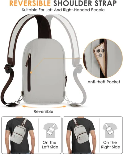 Miniatura 6 de ETRONIK Bolso bandolera para hombres y mujeres, bolso cruzado antirrobo, mochila de hombro, mochila de pecho para viajes, senderismo