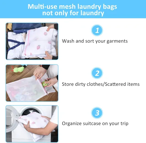 Miniatura 9 de GOGOODA - 7 bolsas de malla para lavandería, para prendas delicadas, con cremallera de alta calidad, bolsa organizadora y de almacenamiento