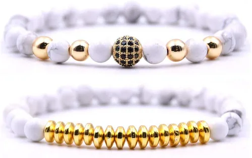 JOYA GIFT Juego de pulseras de cuentas para hombre con corona de ónix negro dije de cabeza de tigre hecho a mano
