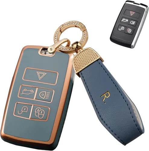 Miniatura 12 de SANRILY Funda para llavero de TPU con borde dorado para Land Range Rover Discovery Rover Sport 2018 2019 y Jaguar XF 2021, accesorios para llaves