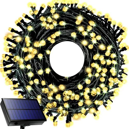 Luces solares de Navidad para exteriores, 115 pies, 300 LED, 8 modos, impermeables, luces de patio para árbol de Navidad, patio, jardín, decoración