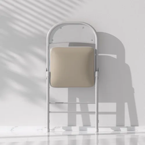Miniatura 4 de VECELO Paquete de 4 sillas plegables portátiles de metal con acolchado de poliuretano ultra suave para oficina en casa, beige