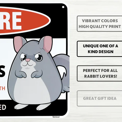 Miniatura 3 de Venicor Letrero decorativo de chinchillas – 8 x 12 pulgadas – Aluminio – Accesorios para jaula de chinchilla, juguetes, decoración de ruedas, regalo