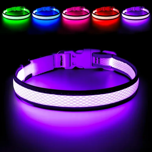 Miniatura 8 de Collar de perro LED, collar de perro con luz USB recargable, luces de perro más brillantes para caminar por la noche, collar de perro ajustable