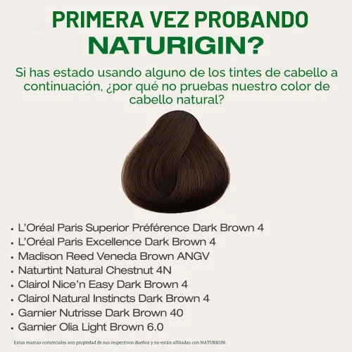Miniatura 8 de Naturigin Tinte permanente para el cabello, marrón 4.0, cobertura 100 % de canas, color natural de larga duración, sin amoníaco ni parabenos