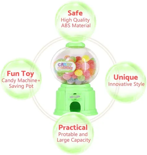 Miniatura 5 de Máquina portátil del caramelo de los niños plástico Mini Gumballs Dispensador Niños Kindergarten Regalo (verde)