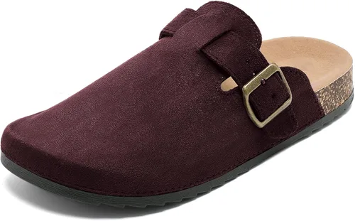 Miniatura 6 de Suede Clogs Men & Women Unisex Leather Mules Soft Cork Footbed Adjustable Buckle Slip Sandals Potato Shoes with Arch Support