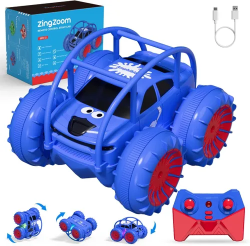 Coche de control remoto, carga directa rápida, coches RC anfibios giratorios de 360° con LED recargable, coche de acrobacias 2.4Ghz 4WD todo