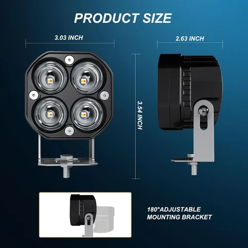 Miniatura 2 de 2 luces LED de trabajo de 3 pulgadas / 3 pulgadas, vainas estroboscópicas intermitentes de color blanco/ámbar con seis modos de luces antiniebla