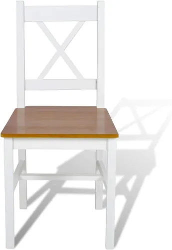 Miniatura 3 de Dining Chairs Set of 4 Solid Pine Wood White and Beige Farmhouse Style Ergonomic Design for Dining Room Kitchen and Comedor White and Natural