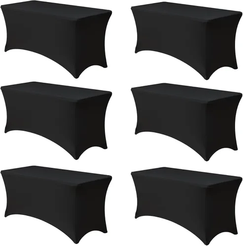 Miniatura 48 de Funda Elástica para Mesa para Mesas Rectangulares de 4 pies - Paquete de 8 Manteles de Spandex Azul Aguamarina con Elástico - Para Mesas Plegables