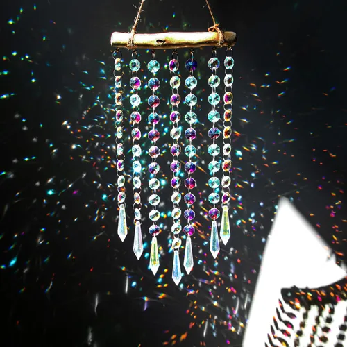 Miniatura 2 de Adorno colgante de prisma de cristal atrapasol de 13 pulgadas para árbol de Navidad, campanillas de viento de cristal, cadena de cuentas de vidrio