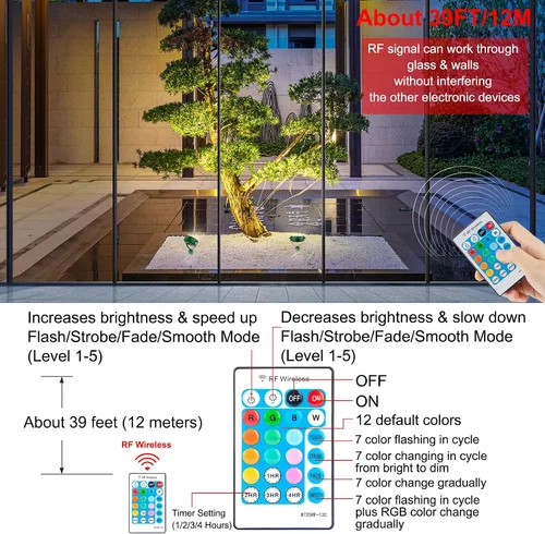 Miniatura 2 de BIGMONAT Luz de paisaje inalámbrica recargable, foco para macetas con cambio de color para interior y exterior, iluminación de jardín RGB