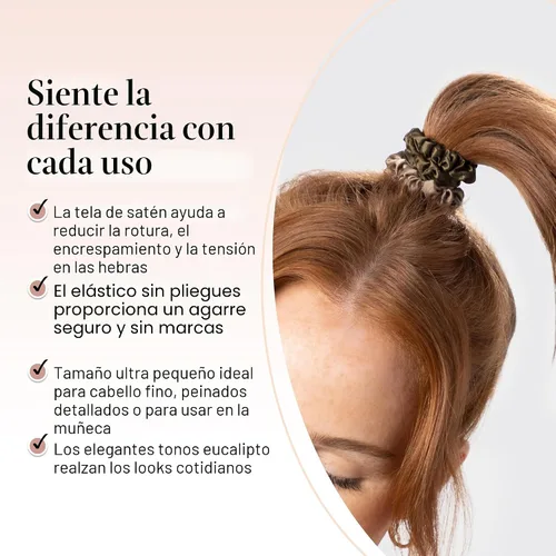 Miniatura 3 de Kitsch Coleteros de satén ultra pequeños para mujer, sin arrugas, sin encrespamiento, para dormir, más suaves que los coleteros de seda suaves