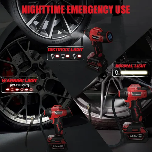 Miniatura 7 de Inflador de neumáticos compatible con batería MILWAUKEE de 18 V máximo, compresor de aire inalámbrico de 160 PSI con medidor de presión digital LCD