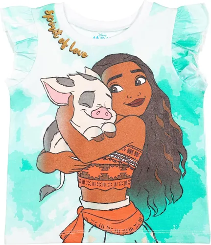 Miniatura 2 de Disney Frozen Moana Princess Tiana - Conjunto de camiseta con peplum floral y pantalones cortos de felpa francesa para niños pequeños a grandes