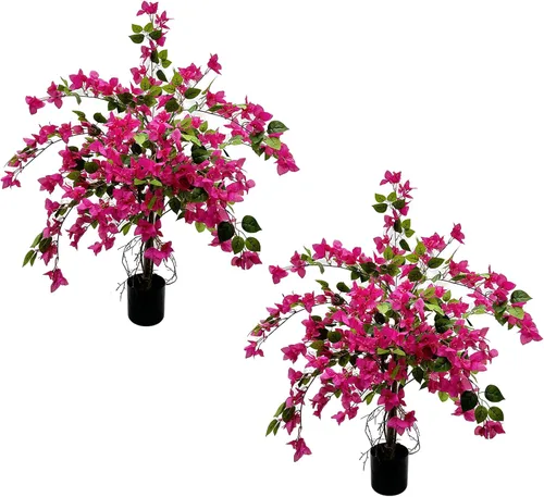 Miniatura 22 de Romantic Season 2FT Orange Artificial Camellia Tree 2Pack, Faux Camellia Plant Fake Potted Camellia Flower Tree for Modern Home Office Living Room