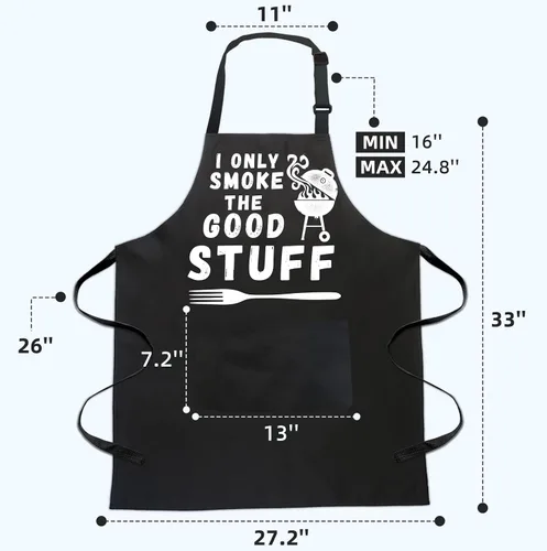 Miniatura 6 de Ougher Delantales divertidos para hombres, delantal de barbacoa para papá con 2 bolsillos, correa ajustable para el cuello, delantales de cocina