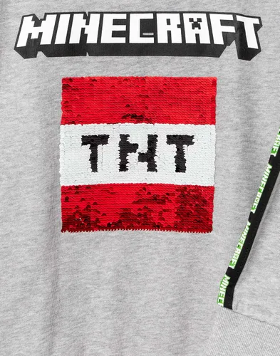 Miniatura 5 de Minecraft Sudadera con capucha para niños con lentejuelas Creeper TNT gris Gamer, Gris