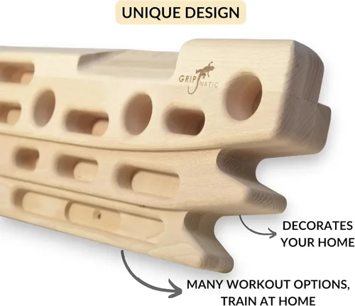 Miniatura 3 de FingerPeg 1.0 Hangboard – Tabla de entrenamiento de fingerboard para escalada con barras de dominadas – Elegante tabla de escalada de madera