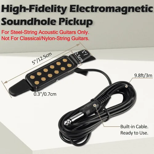 Miniatura 3 de Pastilla de guitarra con clip para guitarra acústica de cuerda de acero (no para clásica) Pastillas de guitarra eléctrica de 38-42 pulg Transductor