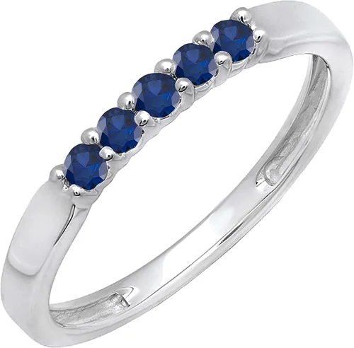 Miniatura 139 de Dazzlingrock Collection Anillo de boda redondo de 5 piedras preciosas o diamantes para mujer en oro macizo de 10 K/14 K/18 K