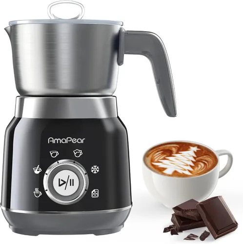 Espumador de leche y vaporizador, máquina de espuma eléctrica 6 en 1 para café, calentador de leche de 16.9 oz/16.9 fl oz para latte, macchiato,