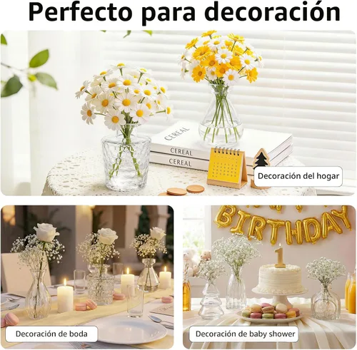 Miniatura 3 de RUCKAE Jarrones pequeños transparentes a granel, paquete de 22 mini jarrones de cristal para centro de mesa, decoración de boda, decoración