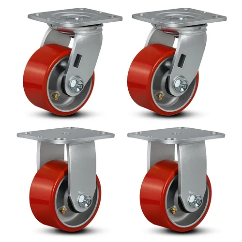 Miniatura 16 de Ruedas industriales de 4 x 2 pulgadas, ruedas resistentes, ruedas de poliuretano, capacidad de hasta 3200 libras. Uso para camión de plataforma